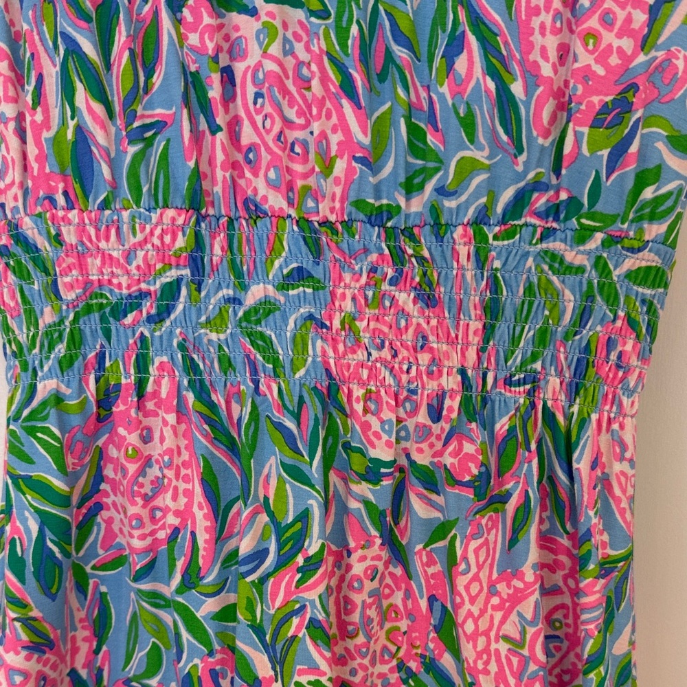 Lilly Pulitzer Vibrant Floral Tiered dress with shorts  in Blue and Pink XXS - Picture 3 of 7